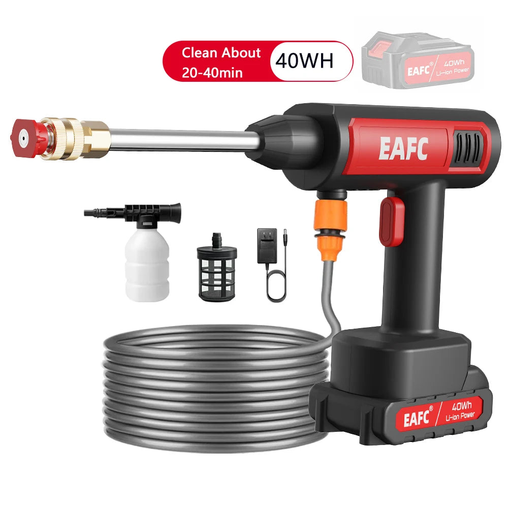 Cordless 60Bar Electric High Pressure Car Wash Gun Washer Supplies Foam Generator Spray Cleaner Car Wash Cleaning Machine CM World