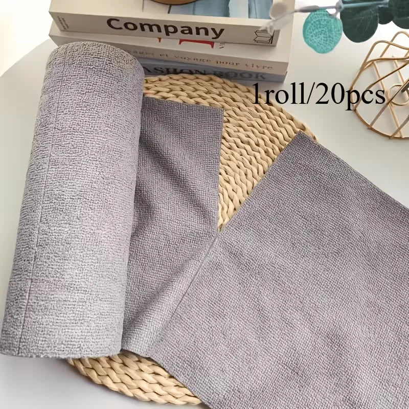 1Roll/20PCS Ultra-fine Fiber Cleaning Cloth, Reusable Disposable Towels for Household Kitchens,Roll Shaped Tear Off Wiping Wipes
