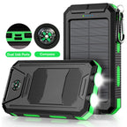 30000mAh Portable Solar Power Bank External Battery Waterproof Dual 5V 1A USB Ports LED Flashlight for iPhone Samsung Tablets Car Mobile World