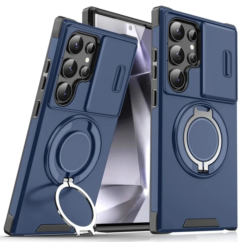 Slide Camera Protection Armor Phone Case For Samsung Galaxy S26 Ultra S 26 Plus S26Ultra 5G Car Magnetic Holder Metal Ring Cover Car Mobile World
