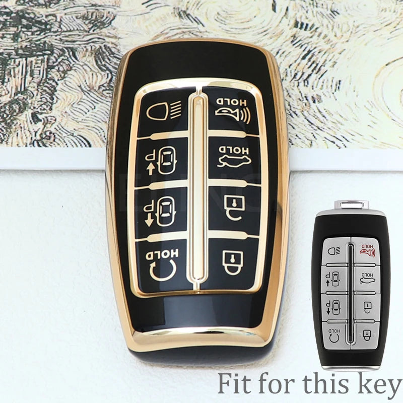 Auto For Hyundai Genesis GV70 GV80 GV90 2020 2021 2022 8 Button TPU Car Key Case Cover Holder Key Shell Keychain Accessories