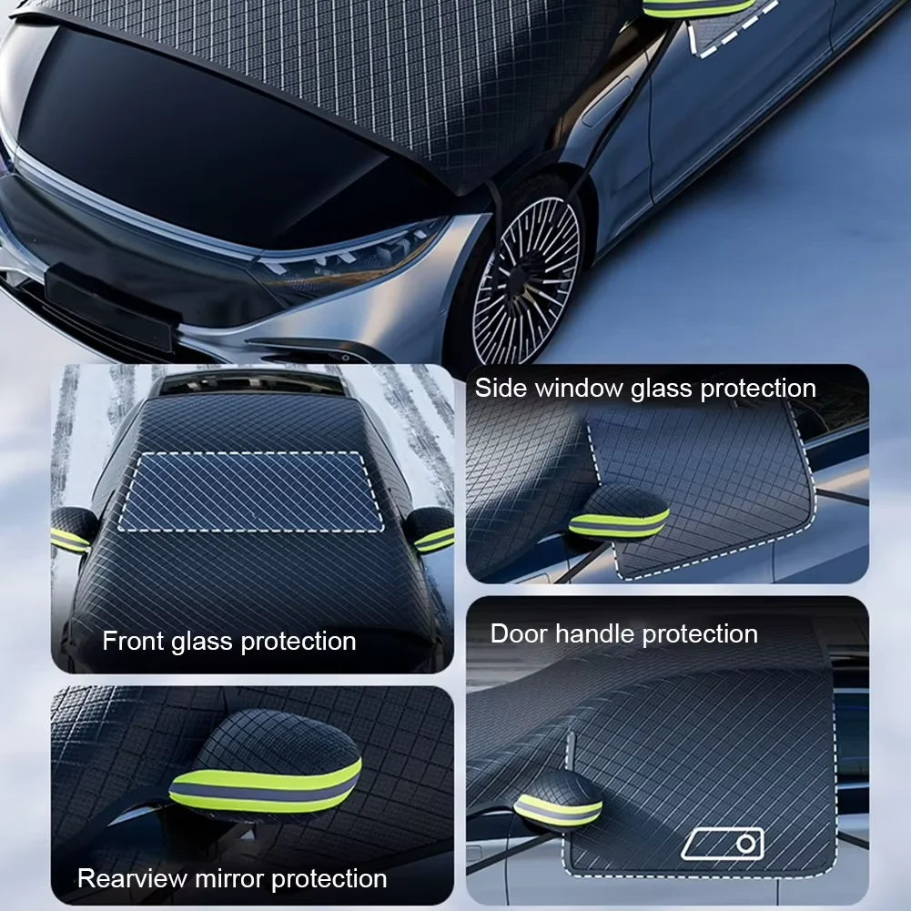 Universal Magnetic Car Window Snow Cover With Reflective Strips Waterproof Thicken Anti Freeze Four Seasons Windshield Cover CM World