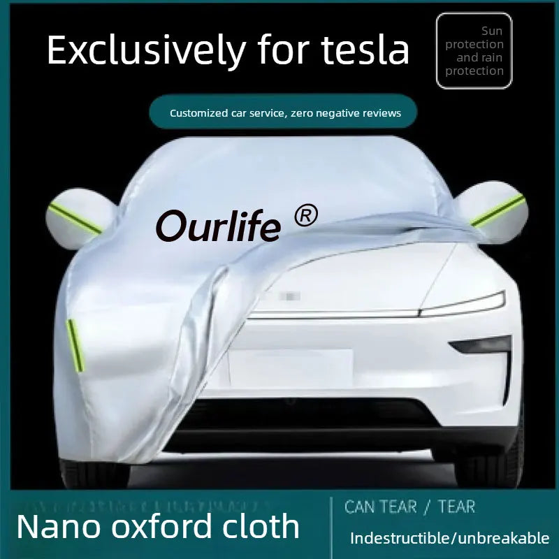 For Tesla Model YL 2026 Full Car Covers Outdoor Sun Anti UV Rain Snow Dust Protection PEVA Cloth Accessories Car Mobile World