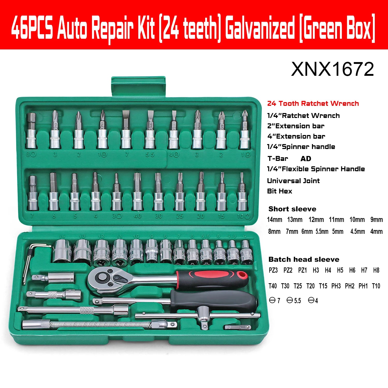 Motorcycle Repair Tool Kit 1/4-Inch Socket Set Car Repair Tool Ratchet Torque Wrench Combo Auto Repairing Set Mechanic Tools CM World