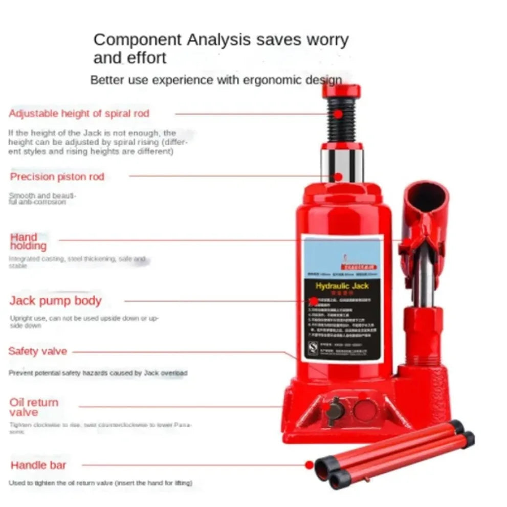 10t Vertical Hydraulic Jack Household Portable Hand-cranked Car Small Jack Automotive Repair Tools