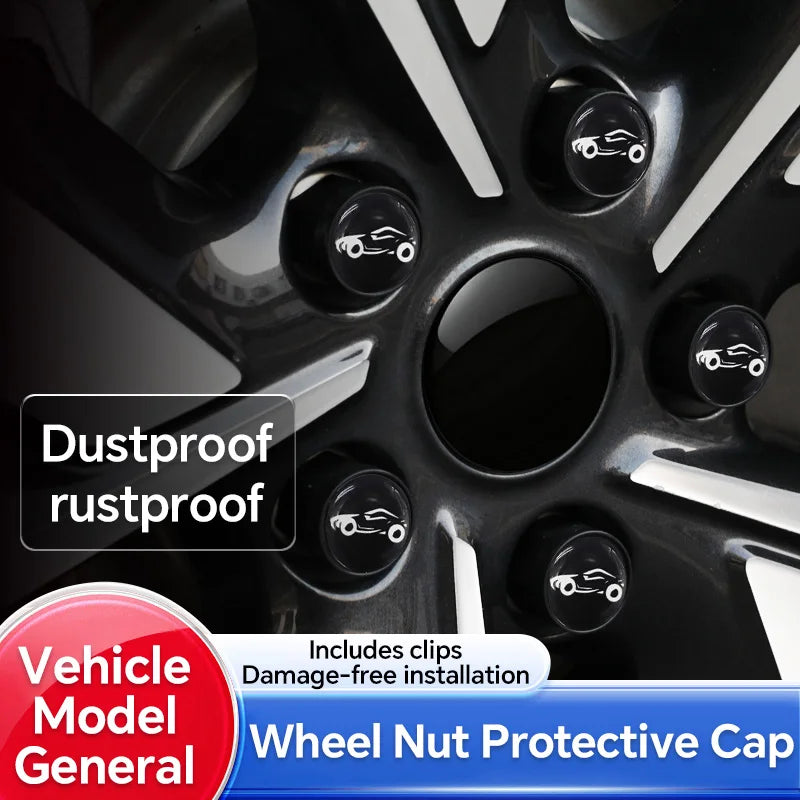 For Skoda 20Pcs Black Car Wheel Caps Bolts Automotive Wheel Hub Nut Protective Cap Rust Proof Waterproof Cap Tire Nut Caps CM World