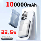 Lenovo 100000mAh Portable Magnetic Wireless Power Bank PD22.5W Super Fast Charging External Battery For Magsafe IPhone Samsung Car Mobile World