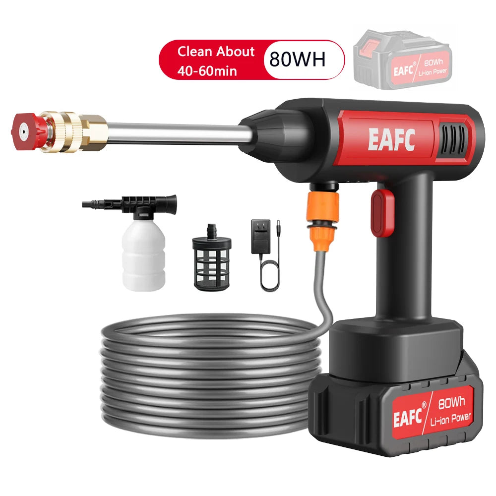 Cordless 60Bar Electric High Pressure Car Wash Gun Washer Supplies Foam Generator Spray Cleaner Car Wash Cleaning Machine CM World