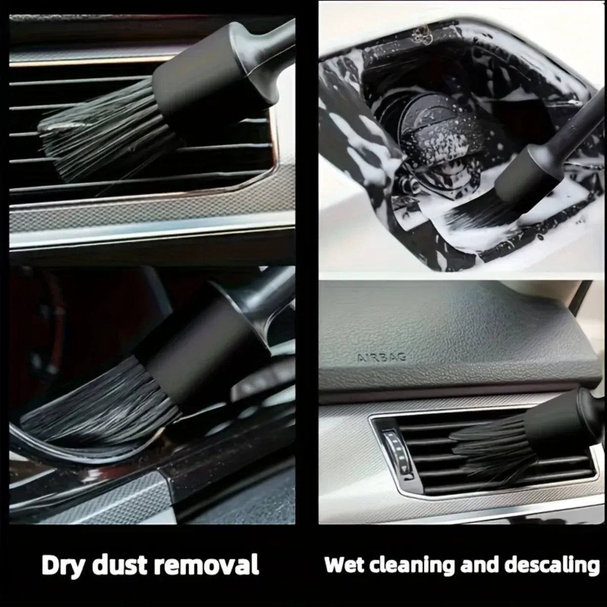 16Pcs Car Washing Brush Tool Kit With Storage Bag Wheel Brush Cleaning Brushes Steel Brushes Uses For Car Detailing Accessories