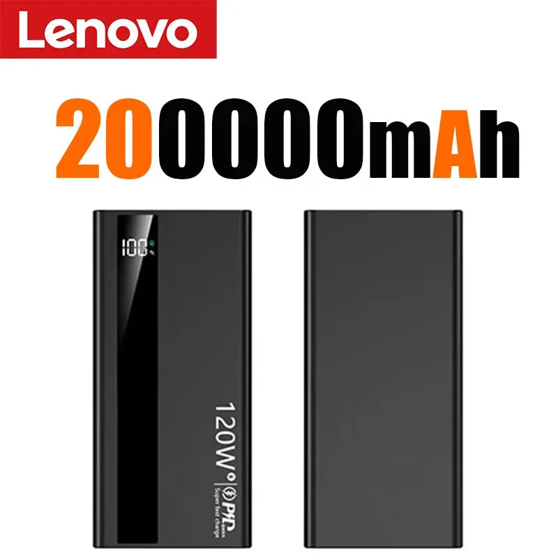 Lenovo 500000mAh 120W Super Fast Charging Power Bank High Capacity External Battery Portable Battery Charger For iPhone Samsung Car Mobile World