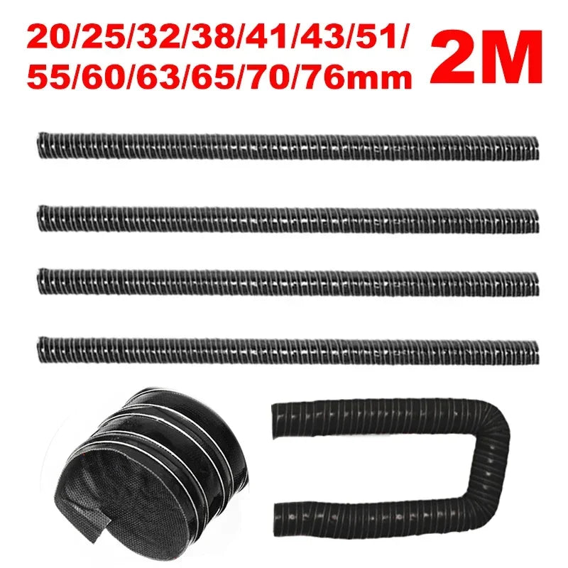 2M Universal Car Hood Air Intake Pipe Air Ducting Hose Heat Temperature Resistance Tube 20/25/32/38/41/43/51/55/60/63/65/70/76mm