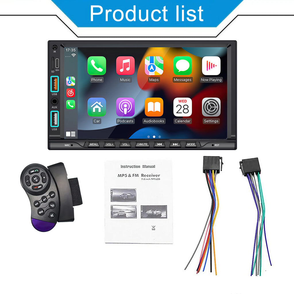 XIMA Universal 2din 7inch IPS Touch Screen Carplay Android Auto Car Radio Bluetooth FM Auxiliary Input Car Multimedia Player CM World