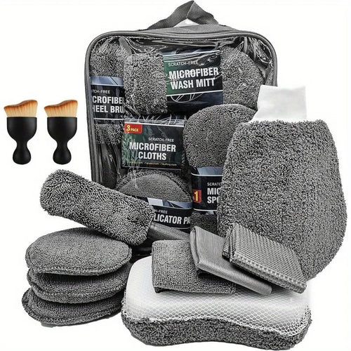 11pcs Car Cleaning Kit That Includes a Tire Brush, Microfiber Cleaning Gloves, Making It an Excellent Choice for Car Cleaning. CM World