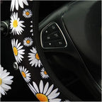 Car Steering Wheel Cover Universal 15 Inch Daisy Anti Slip Steering Wheel Cover Suitable for All Seasons Breathable Comfortable
