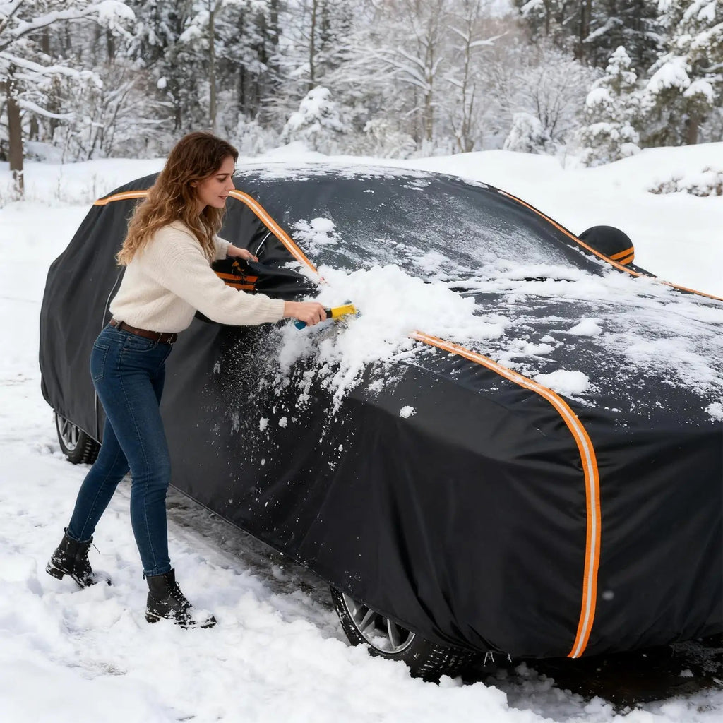 All Weather Waterproof Car Cover Heavy Duty Full Coverage Protection from Rain Sun Snow & Dust for Outdoor Parking & Long Term CM World