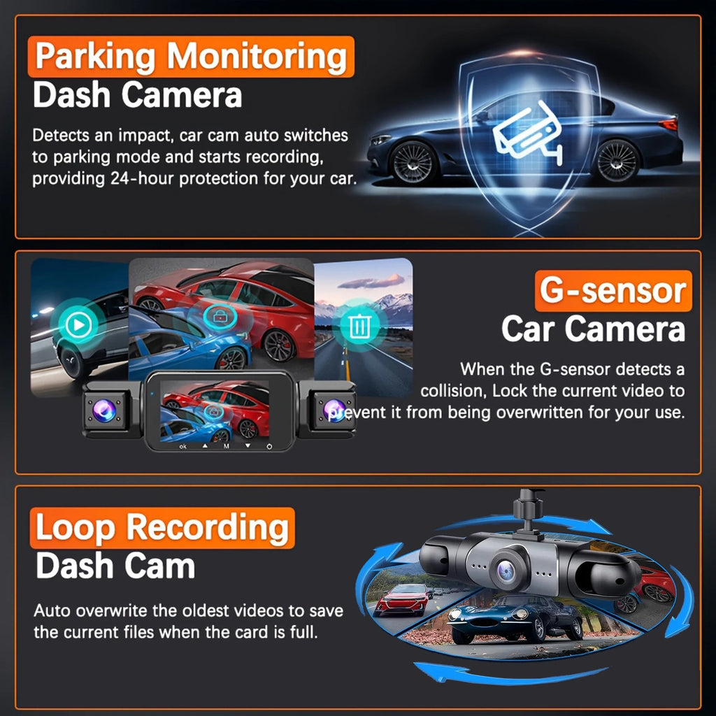 4 Channel Dash Cam 360° Car Video Recorder Black Box with Night Vision 24/7 Parking Monitor G-Sensor Loop Recording Auto Parts Car Mobile World