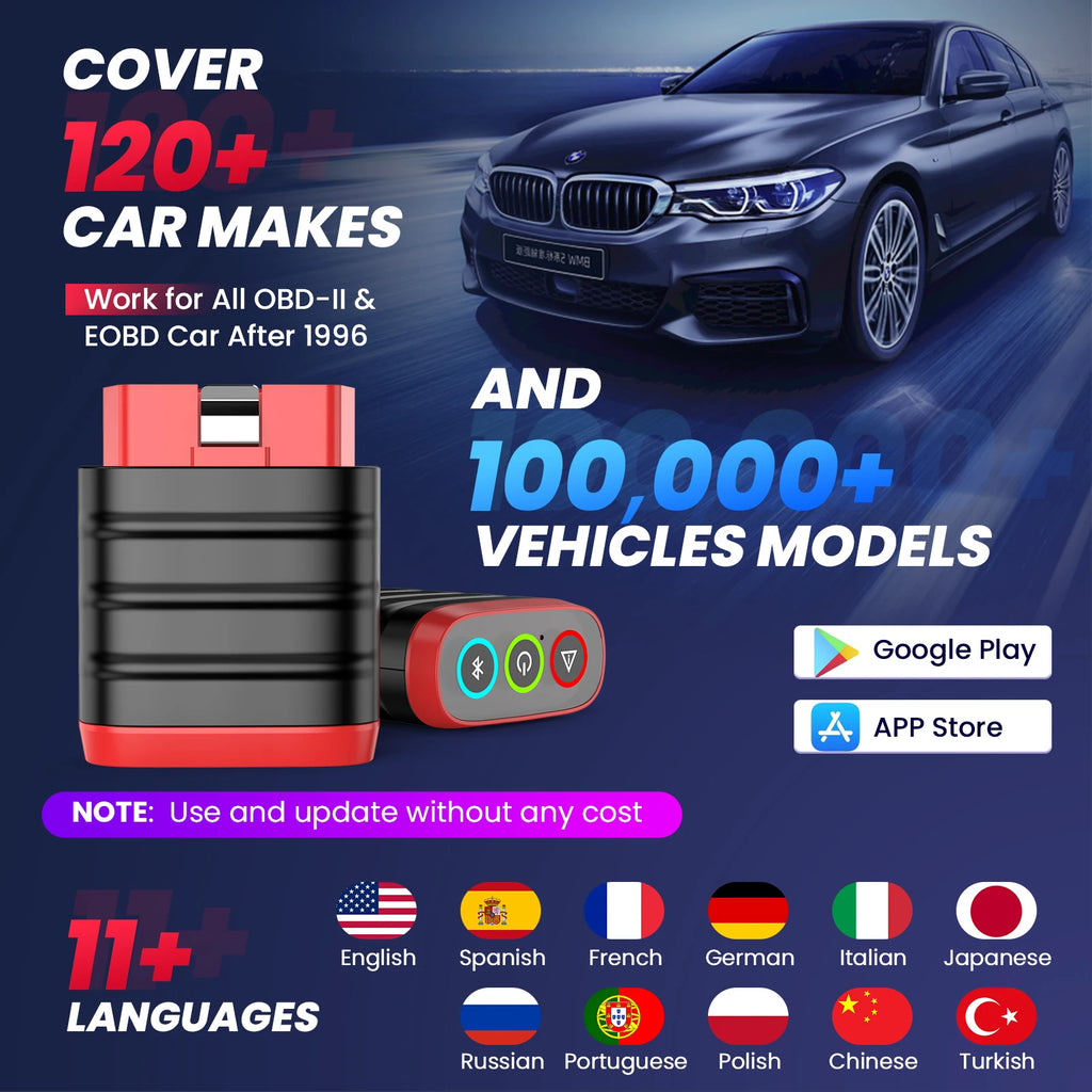 THINKCAR Thinkdiag Mini Bluetooth OBD2 Scanner Diagnostic Tool Full-System Car Scanner Check Engine Light Fault Code Reader Tool Car Mobile World