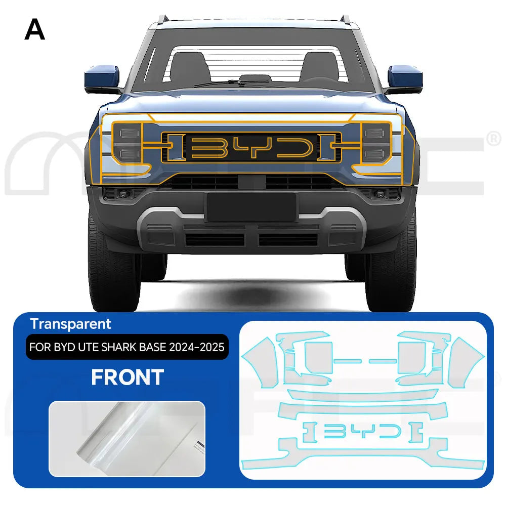 For BYD Ute Shark Base 2024-2025 9Mil TPU Paint Protection Film Car Body Sticker Anti-scratch Protective PPF Car Accessories Car Mobile World