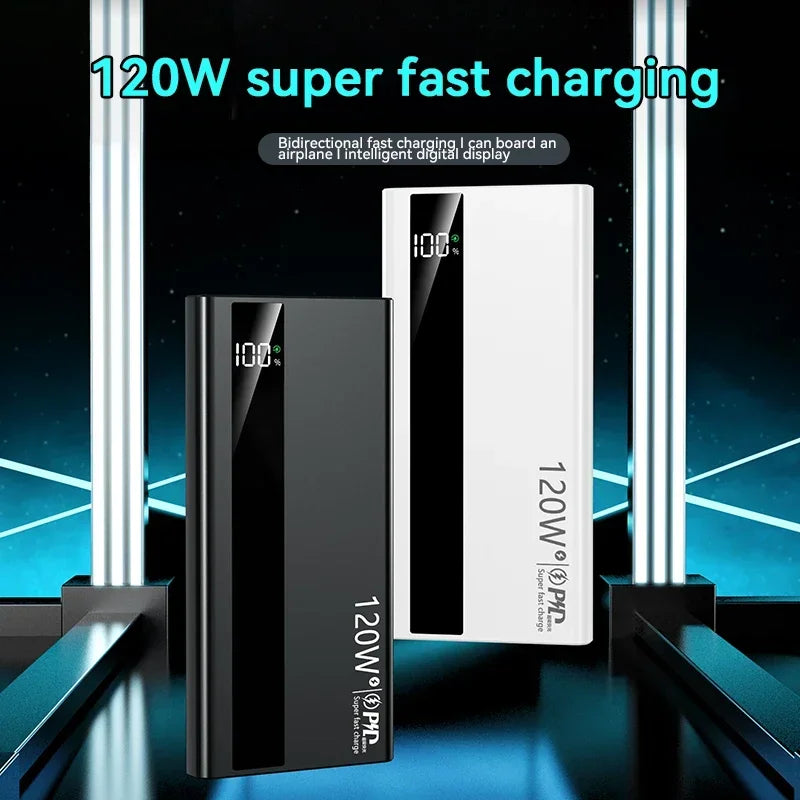 Lenovo 500000mAh 120W Super Fast Charging Power Bank High Capacity External Battery Portable Battery Charger For iPhone Samsung Car Mobile World