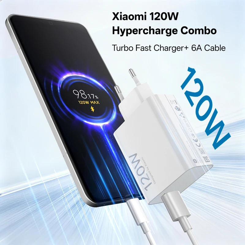 Original Xiaomi Charger 120W Fast Turbo Charge Hypercharge Adapter Xiaomi 12 13 14 15 17 Ultra Redmi Note 15 POCO F8 Ultra X7 X8 Car Mobile World
