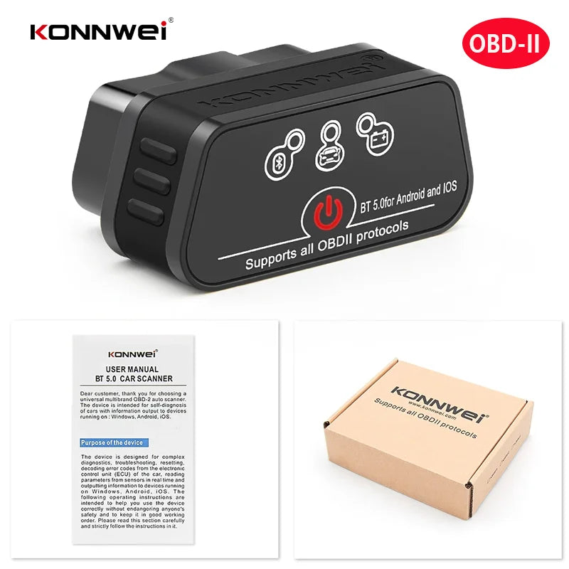 2025 New KONNWEI KW901 ELM327 V1.5 Bluetooth5.0 Car Auto OBD2 Scanner Android/IOS Car Diagnostic Tool Code Reader pk Vgate ICAR2 Car Mobile World