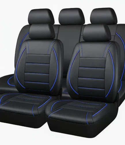 Universal Leather Car Seat Covers Red Simple Waterproof 5 Seat Car Seat Cover