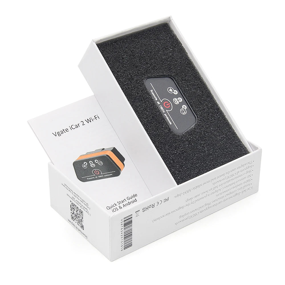 Vgate iCar2 ELM327 V2.2 OBD2 Scanner For Android iOS Bluetooth 3.0 WiFi OBD 2 Car Diagnostic Tool Code Reader PK KONNWEI KW906 Car Mobile World