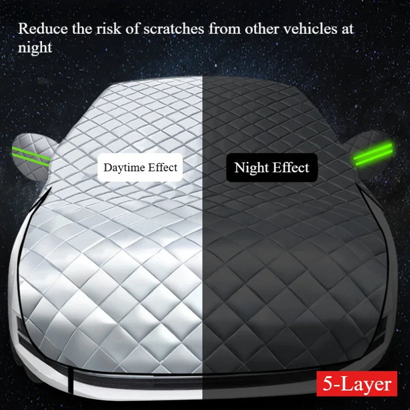 5-Layer Car Cover Hail Snow Shade Awning From Protective Dust Waterproof Exterior Protect Anti UV Outdoor Protector Covers Car Mobile World