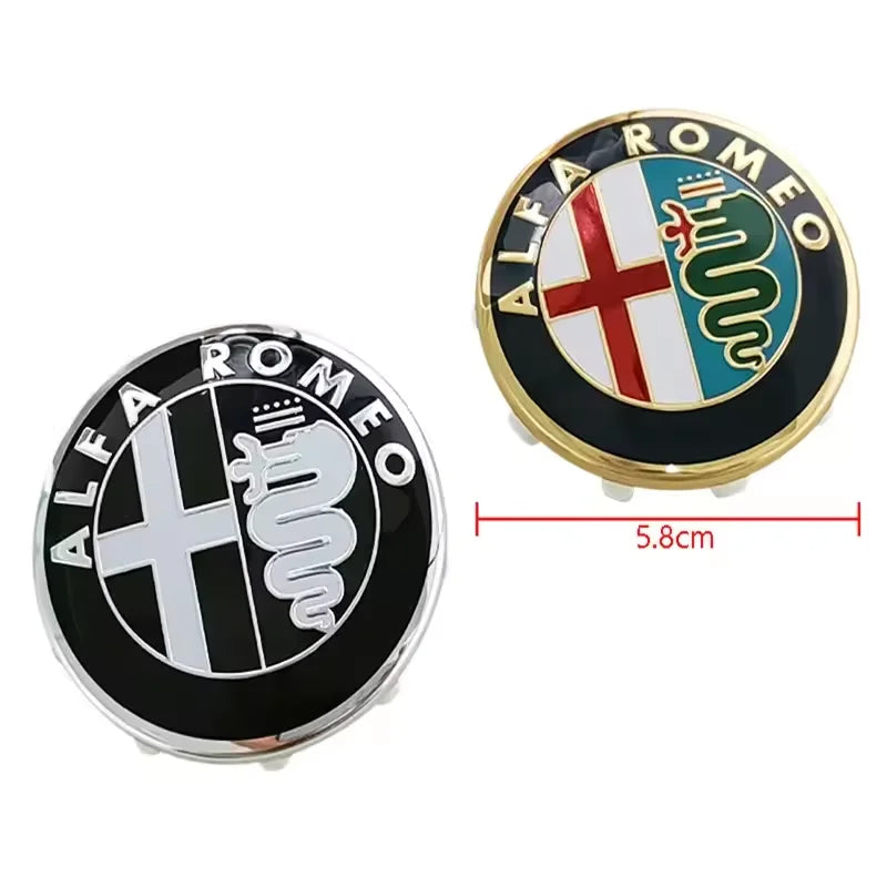 4pcs 58mm Car Wheel Rims Hub Center Caps for Alfa Romeo Logo Giulietta Mto Giulia GT 159 147 156 166 Stelvio Brera Aceessories CM World