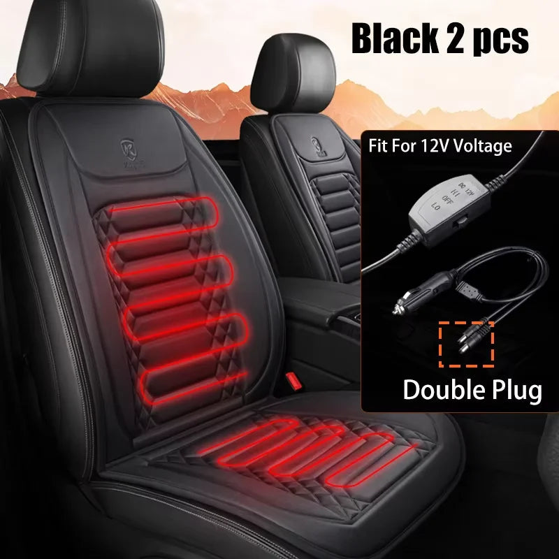 1/2pcs Winter Heated Car Seat Cover 12V Heating Warmer Car Seat Cushion Auto Universal Car Seat Protector Cloak Cover Pads Set CM World