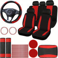 Women's Car Interior 37-Piece Set - Polyester Seat Covers, PU Steering Wheel Cover, Shoulder Pads, Decorative Strips  etc CM World