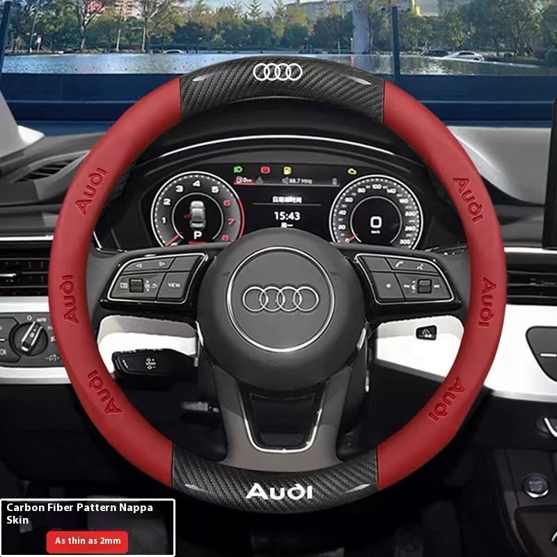 Car AntiSlip Carbon Fiber Leather Steering Wheel Cover For Audi A3 A4 A5 A6 A7 A8 Q1 Q2 Q3 Q5 Q7 Q8 S3 S4 S5 S6 RS3 RS4 RS5 TT CM World