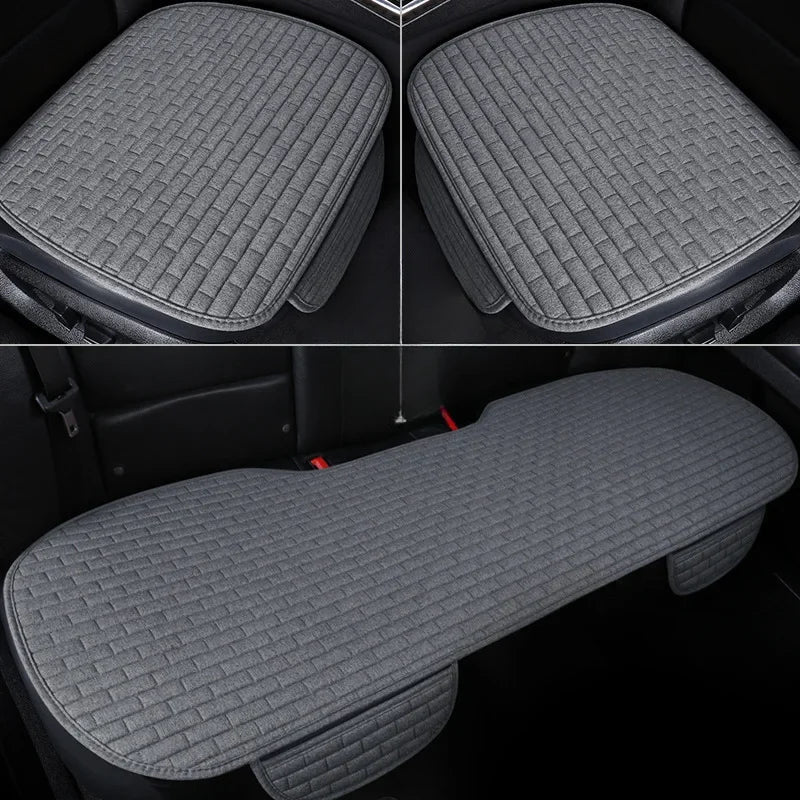 3pcs Universal Size Breathable Non Slip Car Seat Cover Front Seat Protector Cushion Linen Fabric Auto Interior Accessories CM World