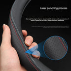 Full Leather Cover for All Seasons Auto Steering Wheel Cover Ultra-Thin Non-Slip Round Breathable Car Steering Wheel Protector CM World