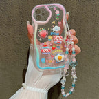 Cute 3D Pig Bracelet Wrist Chain Lanyard Clear Soft Phone Case For iPhone 17 16 13 14 15 Pro Max 11 12 XR XS X 7 8 Plus SE Cover