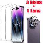 HD Screen Protection For iPhone 16 15 17 14 13 12 11 Pro Max Tempered Glass iPhone15 Pro Camera Lens Film iPhone16 Plus 13 Mini Car Mobile World
