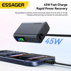 Essager 45W Power Bank 10000mAh Built-In USB-C Cable Portable Fast Charging External Battery for iPhone 17 16 15 Samsung S26 S25 Car Mobile World