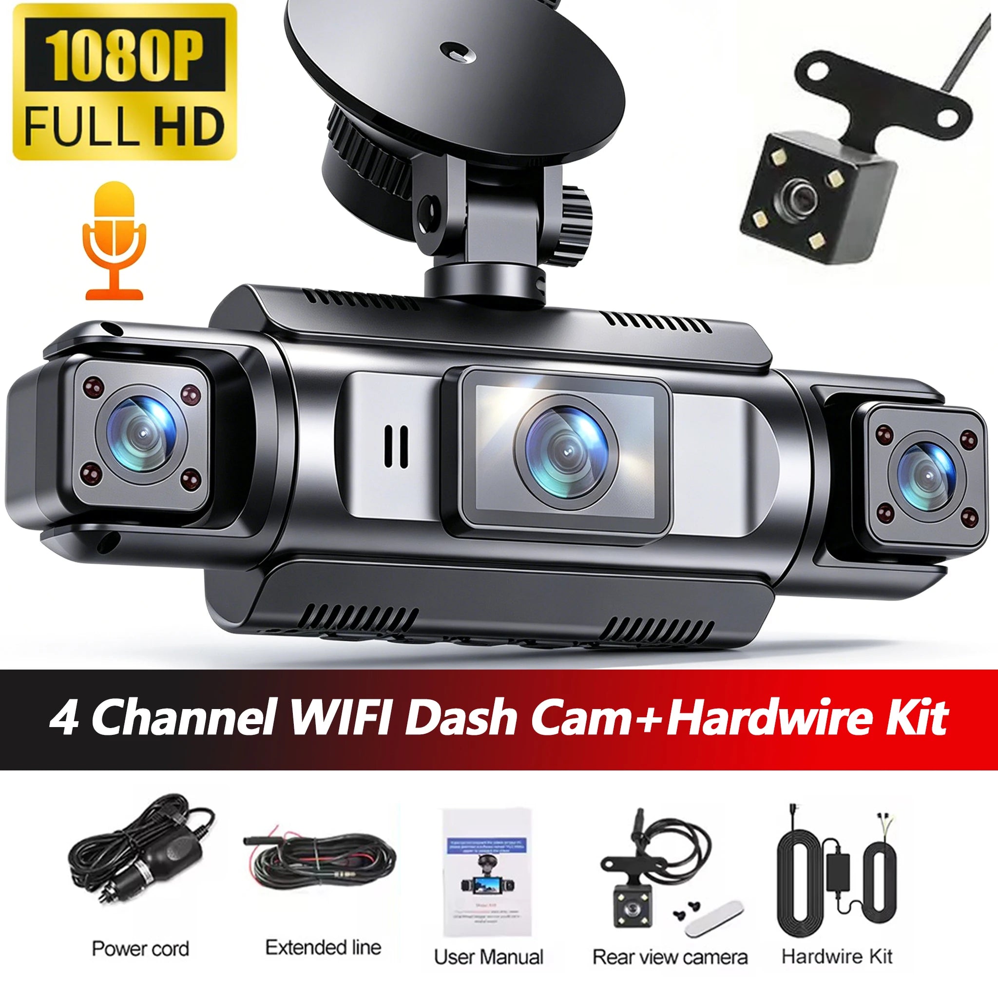 4K UHD Recording Dash Cam Video Recorder Car Camera DVR Night Vision Wi-Fi GPS 24H Parking Mini Front Rear Black Box Monitor Car Mobile World