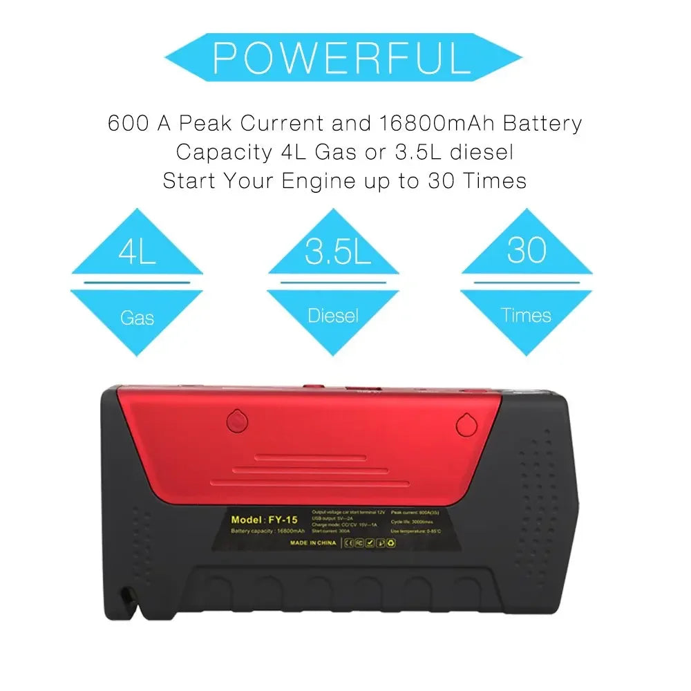 l Car jump 50800 Portable Jumper Starter with air compressor 600A Emergency Battery Booster Charger