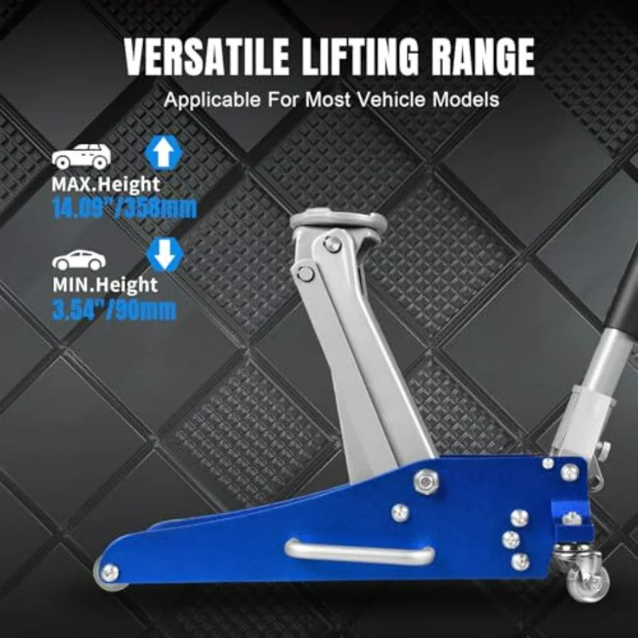 Floor Jack 1.5 Ton 3000 lb Ccity Aluminum and Steel Hydraulic Low Profile Car Jack with Dual Piston Quick Lift Pump Lightwght R CM World