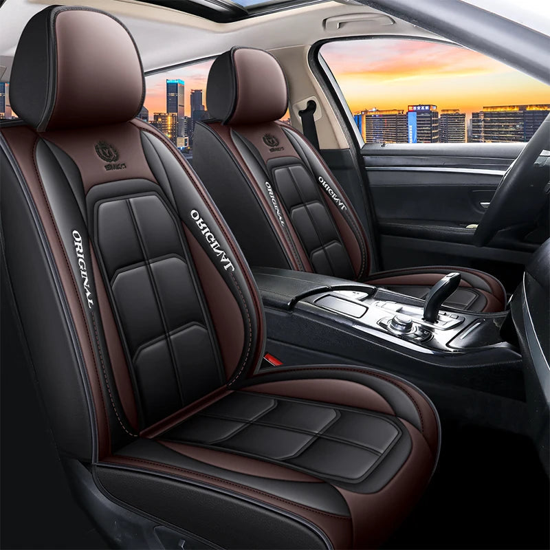 Universal Auto Seat Cover All-inclusive Four Seasons Anti-slip Dirt-resistant PU Leather Car Seat Cushion for Most Car Models Car Mobile World