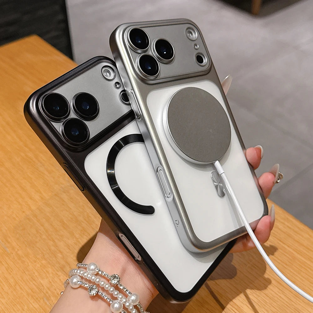 Luxury Matte Translucent Magnetic Case For iPhone 17 Pro Max 17Pro 17 Air For Magsafe Wireless Charging Camera Protector Cover Car Mobile World