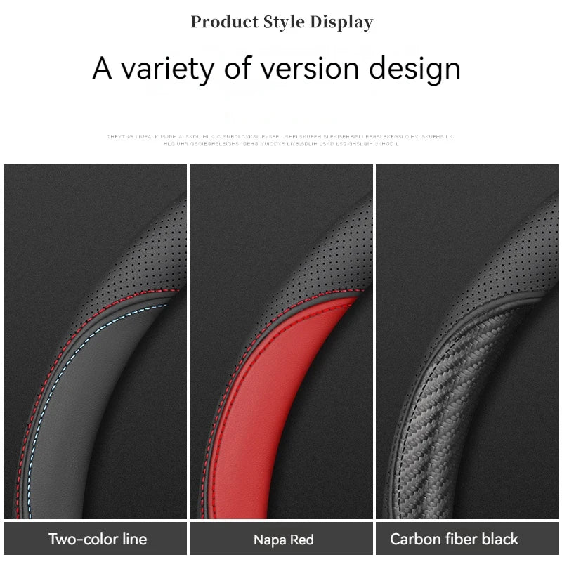 Full Leather Cover for All Seasons Auto Steering Wheel Cover Ultra-Thin Non-Slip Round Breathable Car Steering Wheel Protector CM World