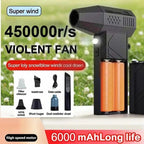 450000RPM Turbo Fan Brushless Motor with LED Light 6000mAh With Charging Display Air Blower Portable Vacuum Cleaner Car Dry Car Mobile World