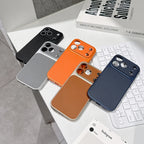 Luxury Matte Leather Texture Phone Case For iPhone 17 16 15 14 13 Pro Max 16 Plus 17Pro Air Camera Protection Shockproof Cover Car Mobile World