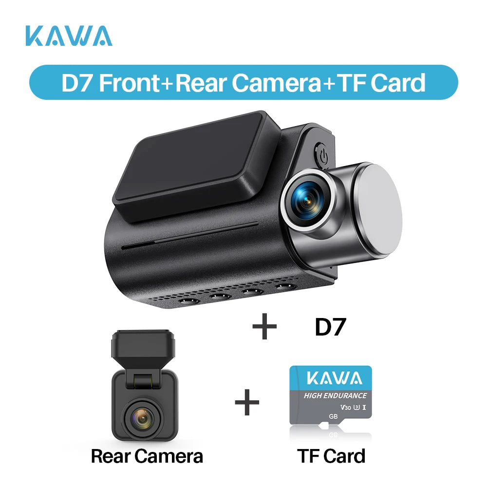 Front and Rear Dash cam KAWA D7 4K,Video Recorder 4K WiFi6 Car Camera,DVR Tiny Rear Camera for AUTO,APP/Voice Control Dashcam Car Mobile World