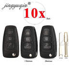 jignyuqin 10pcs Flip Remote Key Case Shell 2/3 Button for Ford Ranger Focus Fiesta Mondeo HU101/FO21 Key Blade Key Case CM World