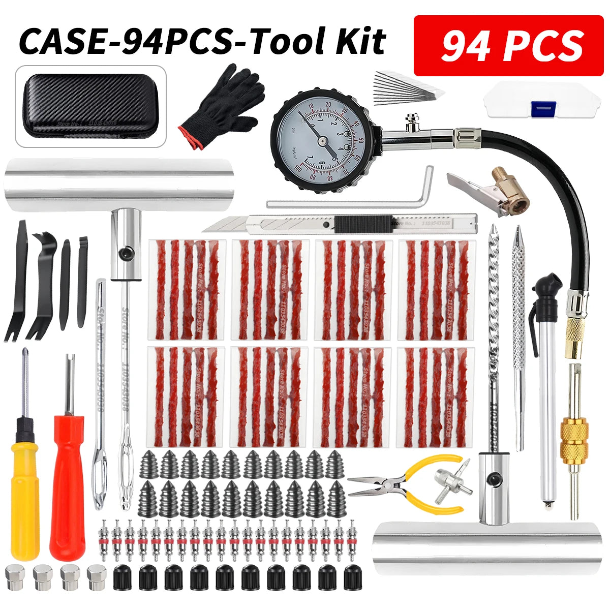 Tyre Repair Kit Puncture Plug Set Auto Bike Tire Repair Car Tire Change Tools Motorcycle Car Accessories 46/94pcs Studding Set CM World