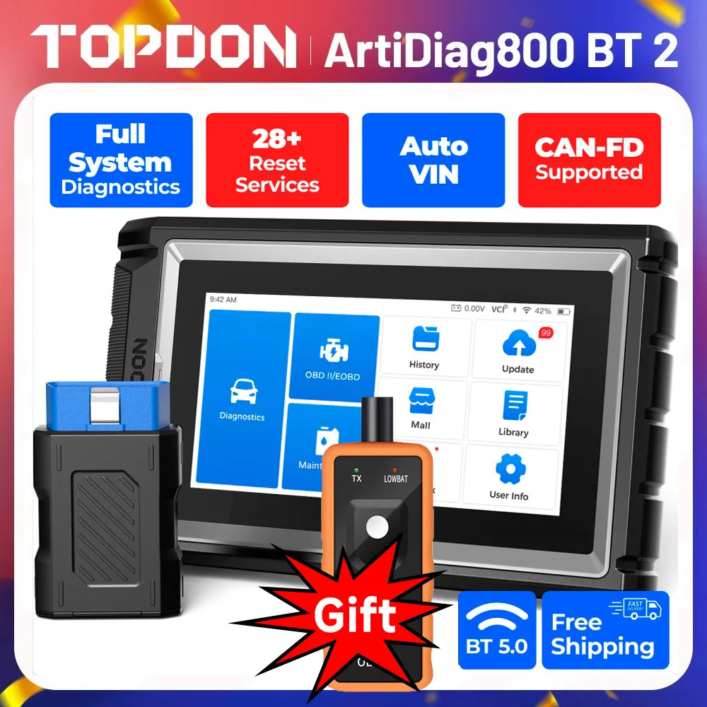 TOPDON AD800 BT 2 OBD2 All System Scanner Professional Car Diagnostic Tool Automotive Scanner Active Test  AUTOVIN Scanner