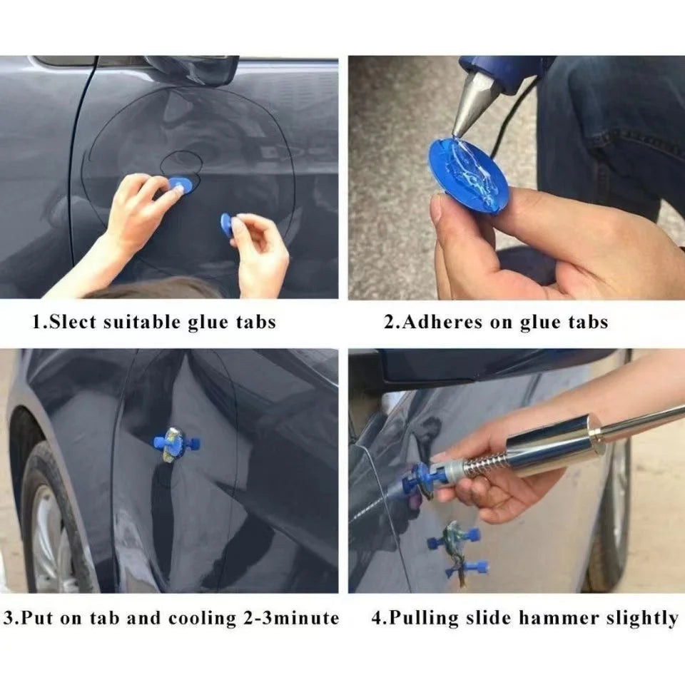Universal Car Dent Paintless Puller Metal T Dent Puller Repair Tool Auto Repair Sheet Metal Kit Slide Hammer Reverse Hammer Glue CM World